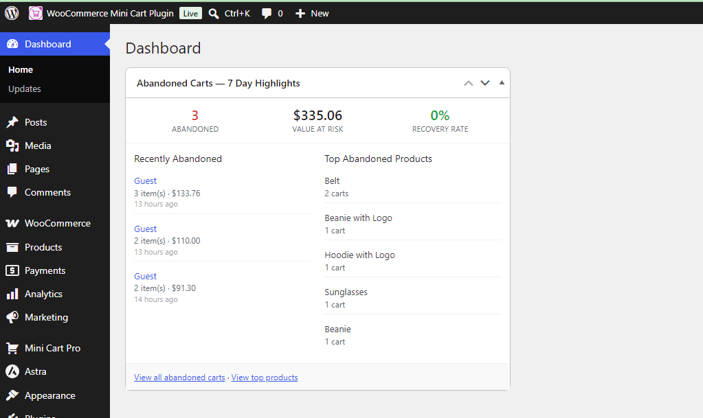 WordPress Dashboard Quick-Widget